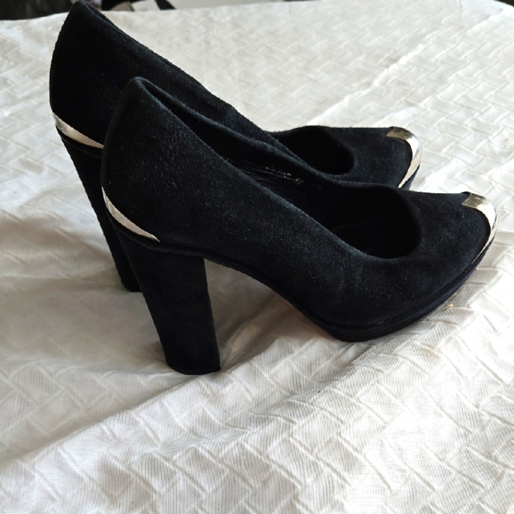 Opening Ceremony Elegant Black Women's Block Heels Pump Office Siren Corpcore